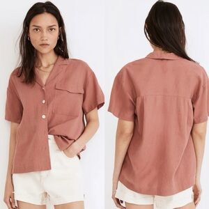 Madewell Linen Blend Camp Shirt in Vintage Quartz Size XL